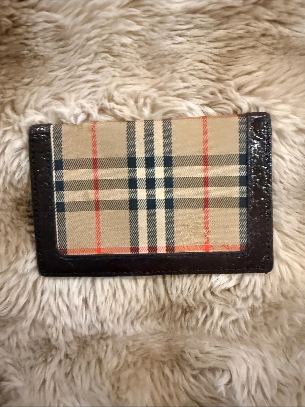 Vintage Burberrys Nova Check Plaid ID Card Holder Wallet – Brown Leather